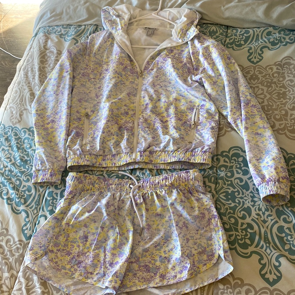 Forever 21 Cropped Hooded Jacket with matching shorts